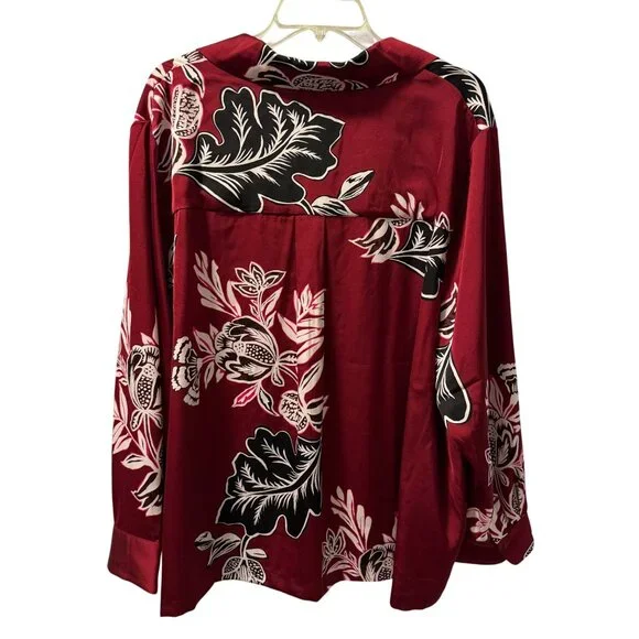 Rafaella Womens Floral Button-Up Blouse Sz 3X Polyester Jacket blouse. NWT - Picture 8 of 12